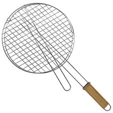 Fleischkorb Ø 29,5 cm Grill Metall Holz Griff Fleisch Wurst Wender Korb Bräter