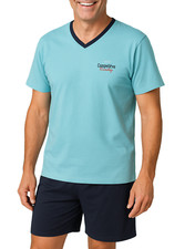 Schlafanzug Herren kurz Baumwolle Pyjama kurz Hose T-Shirt Baumwolle Nachtwäsche