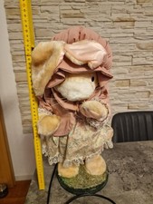 Vintage Osterdeko – Großer Plüsch Hase auf Drehteller ca. 45cm