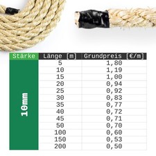 NATUR 6, 8, 10mm Sisal Seil