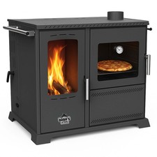 Hybridofen Pellets und Holz Kombiofen Kaminofen mit Backfach und Herdplatte 10kW