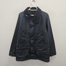 Barbour Slim Fit Bedale Pin Wax Waterproof Navy Striped Jacket Coat Size C 38