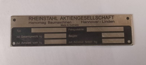 Typenschild schild rheinstahl - typenschild,