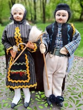Trachten Puppe altes Paar Kreta Griechenland 19cm Handarbeit Souvenir Sammler
