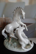 Gräfenthal Porzellan Figur Pferde Pferd Pferdegruppe Pferdepaar GDR  Nr. 11963