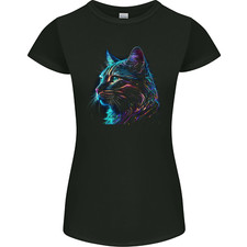 Eine Fantasy Katze Mit Coolen Farben 3 Damen Petite Schnitt Maglietta