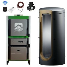 Holzvergaser Komplettpaket Scheitholzkessel 22 - 49 kW Holzkessel automatisch