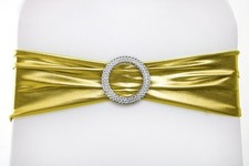 Stuhlschleifen Stretch Schleifenbänder METALLIC GOLD Schleifen Stuhlhussen 