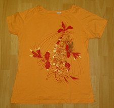 T-Shirt kurzarm Gr. S 36 38 orange vorn bedruckt Cecilia Classics