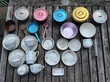 Altes Puppengeschirr, Töpfe, Kaffeetassen, Untertassen, Blech 1960er 1970er Jahr