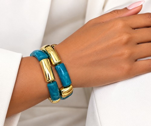 Gantes türkis gold armband - türkis-gold,