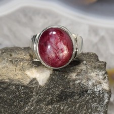 Stern Rubin Ring, 925er Silber, Edelsteinring (24317), Edelsteinschmuck