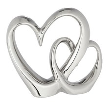 Deko Herz silber - 20x18x6 cm