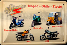 Blechschild Moped Oldi Flotte Simson S50  Duo Roller Schwalbe DDR Suhl 20 x 30