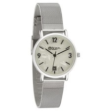 Moderne Damenarmbanduhr mit Edelstahlarmband Datumsanzeige Quarzuhrwerk 33 mm 