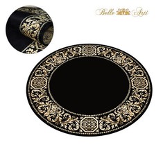 Teppich Rund 150 x 150 200 x 200 cm Viskose schwarz gold beige italien barock DE