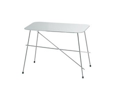 Walter von Midj -Couchtisch mit Metallgestell und satinierter Edelstahlplatte