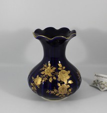 Wunsiedel Retsch Bavaria Porzellan - Vase H. 15 cm. Echt Kobalt, goldene Blumen
