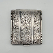 Tolles Jugendstil Zigaretten Etui versilbert vergoldet  antik florale Verzierung