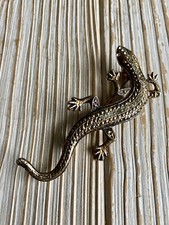 Brosche Eidechse Echse Reproduktion nach Jugendstil Original 26 Strass Steine 1a
