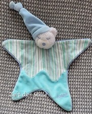 KALOO  Schmusetuch Kuscheltuch Bär türkis, weiß gestreift Mütze
