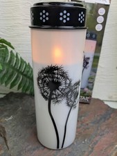 LED Grablicht mit Pusteblume Grabkerze Trauerlicht Grab Friedhof Licht weiß