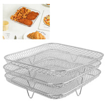 HABO Edelstahl-Dörrgitter-Set – 3 stapelbare Roste für Heißluftfritteusen & Ofen