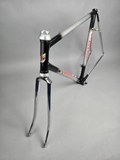 Rahmen Set Simonelli Schwarz Silber Chrom 55 cm vintage retro Rennrad steel fram