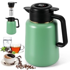 Thermoskanne 1,8L Edelstahl Kaffeekanne Thermo Teekanne Isolierkanne mit Teesieb