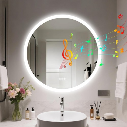 Bluetooth rund badspiegel - bluetooth,