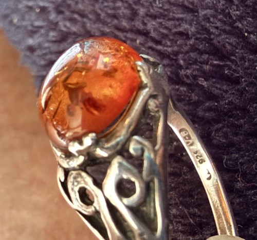 Bernstein sterling silber ring - silber,
