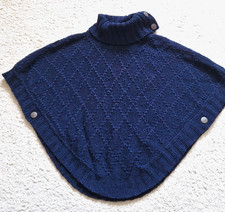 Blauer Poncho mit seitlichen Druckknöpfen von TCM, Größe 134 / 140