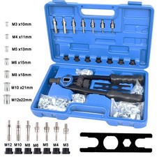 110-Tlg Nietmutternzange Gewinde Nieten Zange Set mit Stahl Nietmuttern M3 - M12