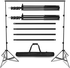 Verstellbares Fotostudio Hintergrundsystem Hintergrundständer 2,6 x 3m - Schwarz