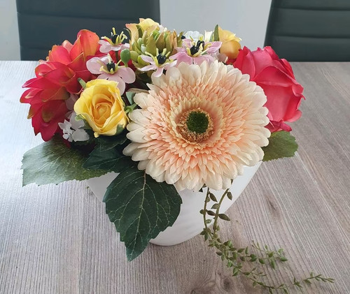 Seidenblumengesteck gerbera - seidenblumengesteck,,