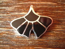 moderner sehr edler Gingko Blatt Anhänger 925er Silber Onyx Einlage schwarz neu