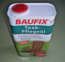 Baufix Teak Pflegeöl 1Ltr. Eiche Hell Teaköl Imprägnierung f. Holz Vergrauungssc