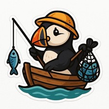 Papageientaucher im Mini-Boot