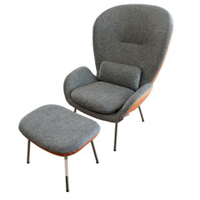 Rolf Benz Sessel Mit Hocker 594 Bezug Stoff 17 048 Stahlblau Graublau 