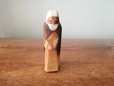 Lotte Sievers-Hahn geschnitzte Vintage Krippenfigur Josef Hirte 12 cm Brandspur