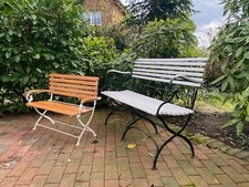 Kinder-Sitzbank im 20erJahre-Biergarten Stil, Replik 80er Jahre, helles Holz