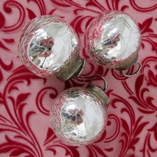 Glas-Kugeln Christbaumkugeln silber CraqueleGlas Metallkappe Ø ca. 5 cm 3 St.