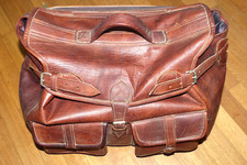 Hochwertige Echtleder Reisetasche Weekender dunkelbraun Kamelleder