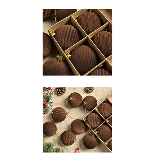 Flocked 8cm christmas ball - 8cm,