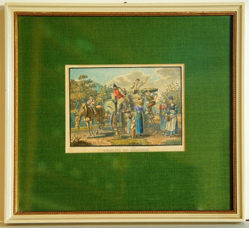 Gerahmter kolorierter stich - kolorierter,
