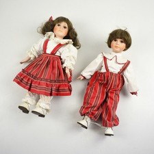 2 Puppen - Junge & Mädchen -  Keramik Kopf - Echthaar - Sammelpuppen