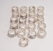 21-tlg. Set Vintage Shabby Chick florale Serviettenhalter Ringe Silberoptik