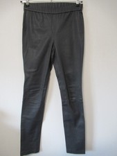 CR 7842 Helmut Lang Damen Leder Hose Gr. 38 (8) grau Dehnbund skinny Lammleder