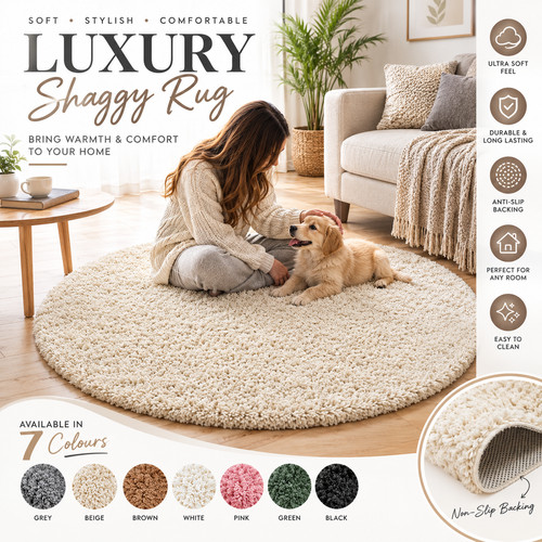 Runde shaggy teppiche 120cm - teppiche,