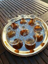 Weinglas Römer; 9 Stück auf Tablett; Weinlaub Trompetenfuß braun Klassiker 70er